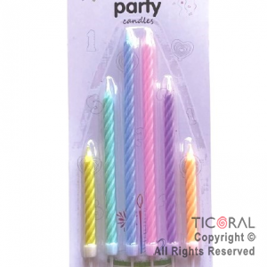 VELA CASTILLO MULTICOLOR PASTEL x 6 UNIDADES